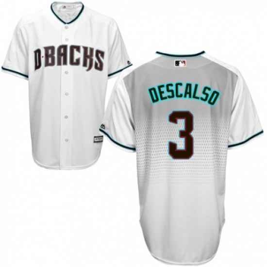 Men's Majestic Arizona Diamondbacks 3 Daniel Descalso Replica White/Capri Cool Base MLB Jersey