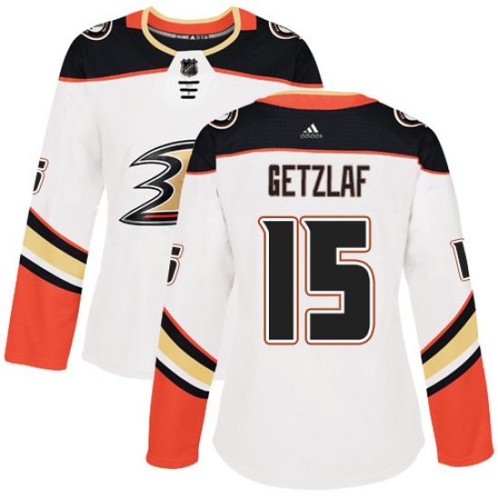 Women's Adidas Anaheim Ducks 15 Ryan Getzlaf Authentic White Away NHL Jersey