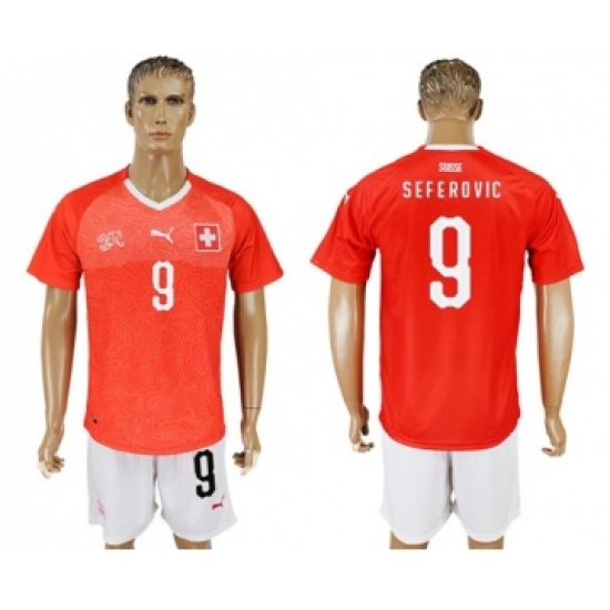 Switzerland 9 Seferovic Red Home Soccer Country Jersey