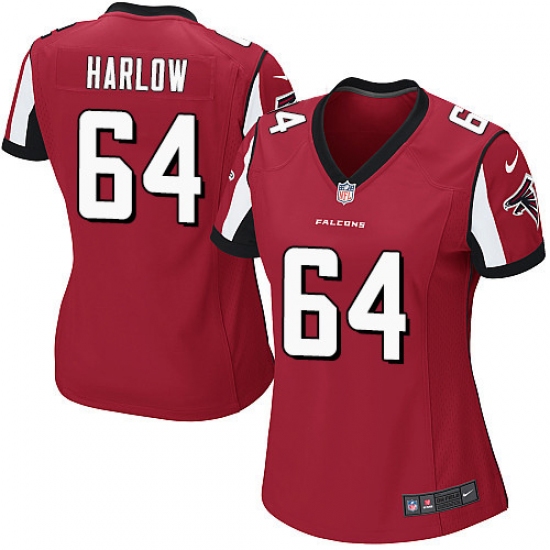 Women's Nike Atlanta Falcons 64 Sean Harlow Game Red Team Color NFL Jersey