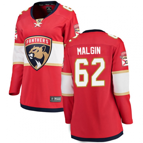 Women's Florida Panthers 62 Denis Malgin Fanatics Branded Red Home Breakaway NHL Jersey