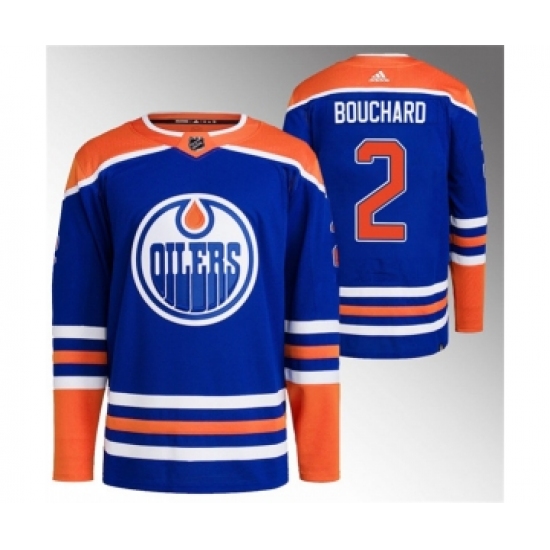 Men's Edmonton Oilers 2 Evan Bouchard Royal Stitched Jersey