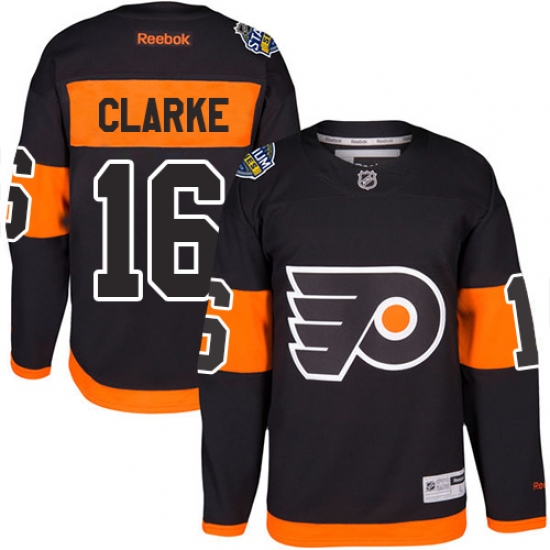 Men's Reebok Philadelphia Flyers 16 Bobby Clarke Premier Black 2017 Stadium Series NHL Jersey