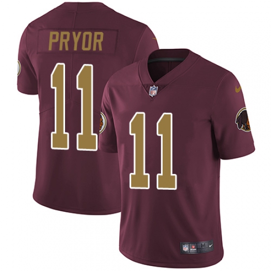 Men's Nike Washington Redskins 11 Terrelle Pryor Burgundy Red/Gold Number Alternate 80TH Anniversary Vapor Untouchable Limited Player NFL Jersey