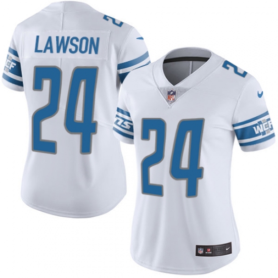 Women's Nike Detroit Lions 24 Nevin Lawson Elite White NFL Jersey