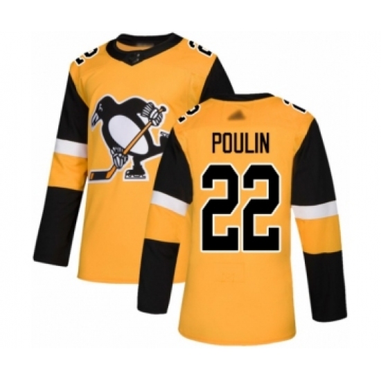 Men's Pittsburgh Penguins 22 Samuel Poulin Authentic Gold Alternate Hockey Jersey