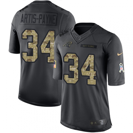 Youth Nike Carolina Panthers 34 Cameron Artis-Payne Limited Black 2016 Salute to Service NFL Jersey