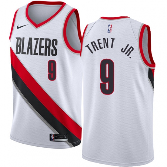 Women's Nike Portland Trail Blazers 9 Gary Trent Jr. Authentic White NBA Jersey - Association Edition