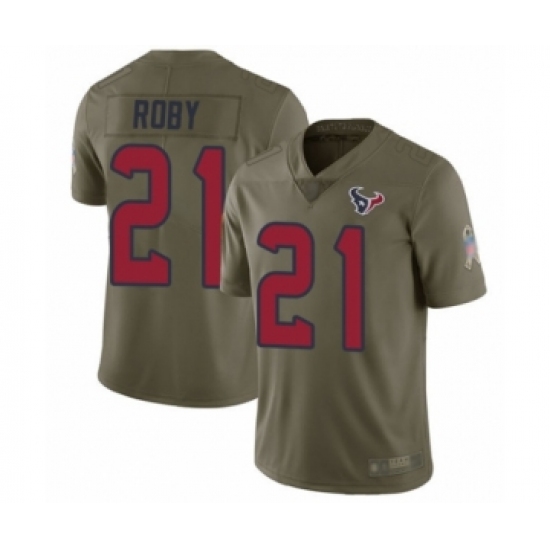 Men's Houston Texans 21 Bradley Roby Limited Olive 2017 Salute to Service Football Jersey