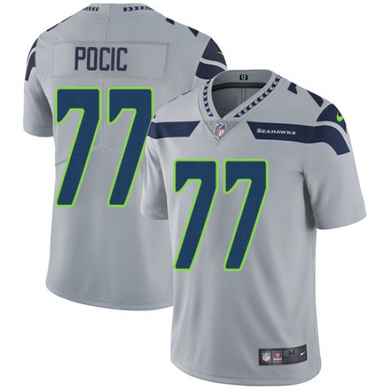 Men's Nike Seattle Seahawks 77 Ethan Pocic Grey Alternate Vapor Untouchable Limited Player NFL Jersey