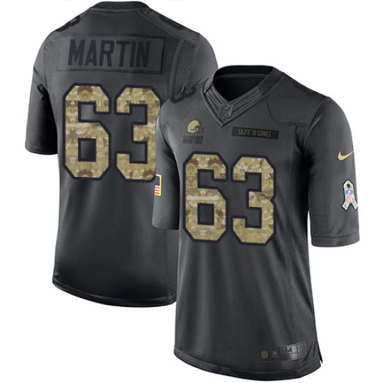 Youth Nike Cleveland Browns 63 Marcus Martin Limited Black 2016 Salute to Service NFL Jersey