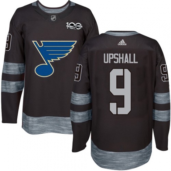 Men's Adidas St. Louis Blues 9 Scottie Upshall Authentic Black 1917-2017 100th Anniversary NHL Jersey