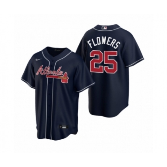 Women Atlanta Braves 25 Tyler Flowers Nike Navy 2020 Replica Alternate Jersey