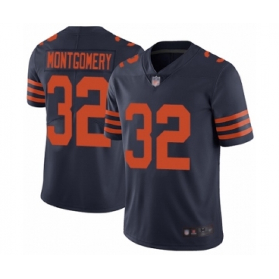 Men's Chicago Bears 32 David Montgomery Limited Navy Blue Rush Vapor Untouchable Football Jersey