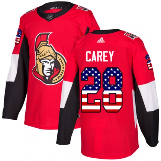 Men's Adidas Ottawa Senators 28 Paul Carey Authentic Red USA Flag Fashion NHL Jersey