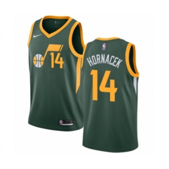 Women's Nike Utah Jazz 14 Jeff Hornacek Green Swingman Jersey - Earned Edition