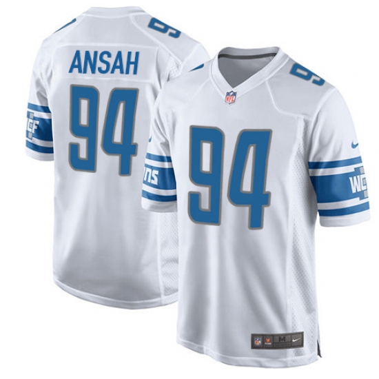 Men's Nike Detroit Lions 94 Ziggy Ansah Game White NFL Jersey