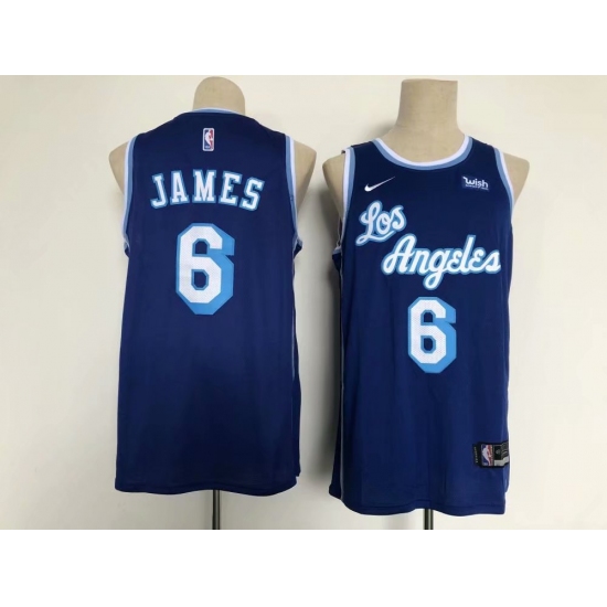 Men's Nike Los Angeles Lakers 6 LeBron James Blue Basketball Swingman Association Edition Jersey