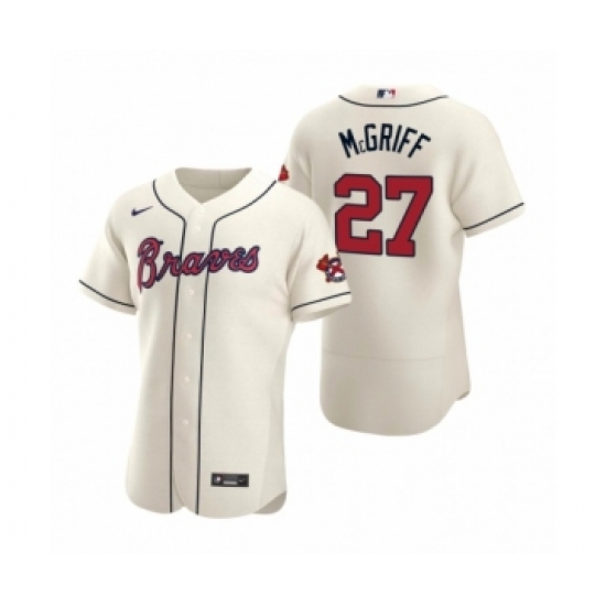 Men's Atlanta Braves 27 Fred McGriff Nike Cream Authentic 2020 Alternate Jersey