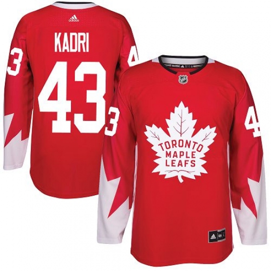 Men's Adidas Toronto Maple Leafs 43 Nazem Kadri Authentic Red Alternate NHL Jersey