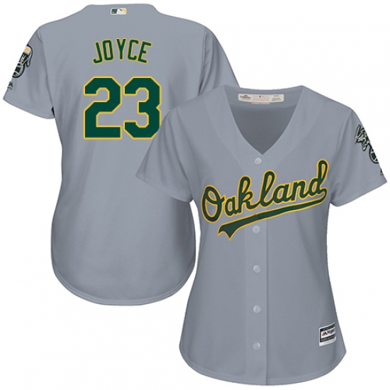 Women's Majestic Oakland Athletics 23 Matt Joyce Replica Grey Road Cool Base MLB Jersey