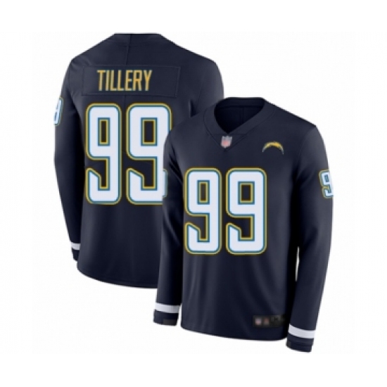 Men's Los Angeles Chargers 99 Jerry Tillery Limited Navy Blue Therma Long Sleeve Football Jersey