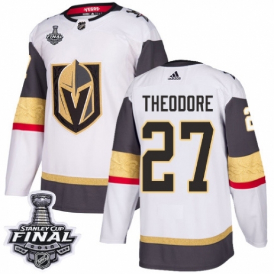 Youth Adidas Vegas Golden Knights 27 Shea Theodore Authentic White Away 2018 Stanley Cup Final NHL Jersey