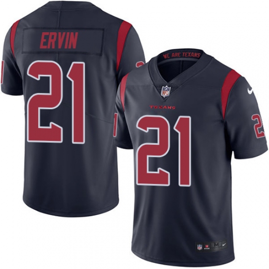 Men's Nike Houston Texans 21 Tyler Ervin Limited Navy Blue Rush Vapor Untouchable NFL Jersey