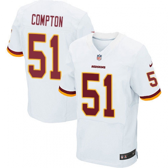 Men's Nike Washington Redskins 51 Will Compton Elite White NFL Jersey