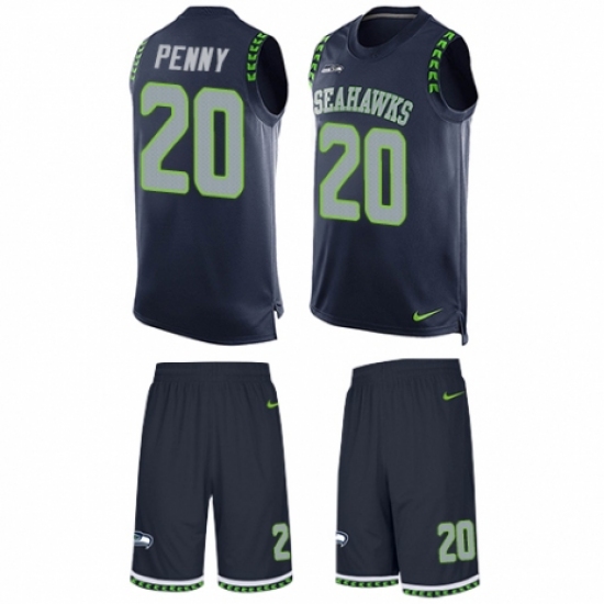 Men's Nike Seattle Seahawks 20 Rashaad Penny Limited Steel Blue Tank Top Suit NFL Jersey