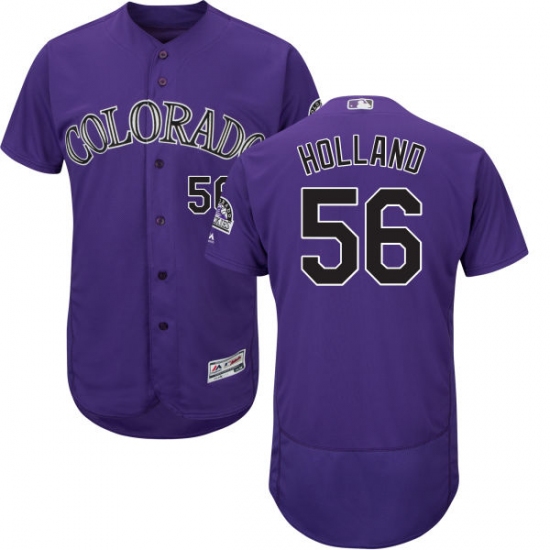 Men's Majestic Colorado Rockies 56 Greg Holland Purple Flexbase Authentic Collection MLB Jersey