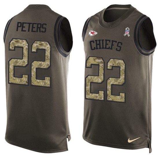 Men's Nike Kansas City Chiefs 22 Marcus Peters Limited Green Salute to Service Tank Top NFL Jersey