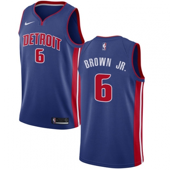 Men's Nike Detroit Pistons 6 Bruce Brown Jr. Swingman Royal Blue NBA Jersey - Icon Edition