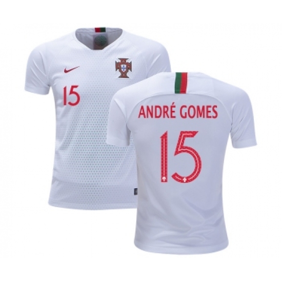 Portugal 15 Andre Gomes Away Kid Soccer Country Jersey