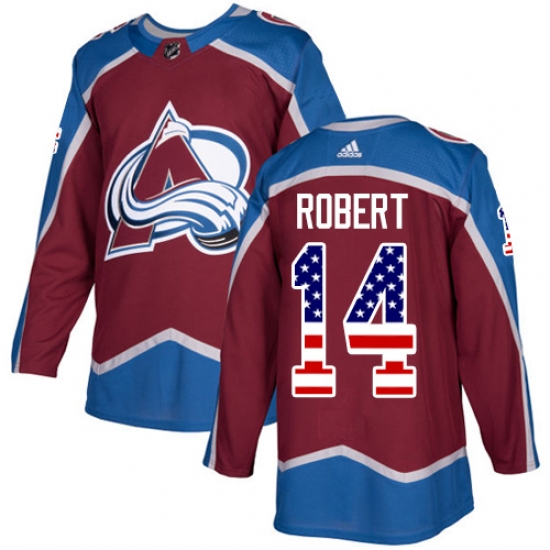 Men's Adidas Colorado Avalanche 14 Rene Robert Authentic Burgundy Red USA Flag Fashion NHL Jersey