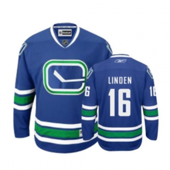 Men's Reebok Vancouver Canucks 16 Trevor Linden Authentic Royal Blue Third NHL Jersey