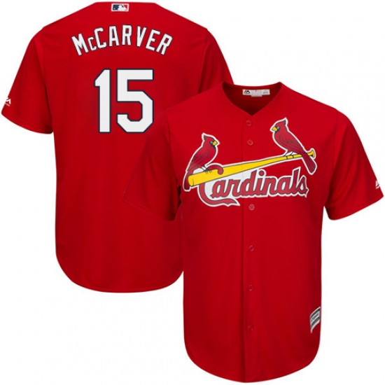 Youth Majestic St. Louis Cardinals 15 Tim McCarver Authentic Red Alternate Cool Base MLB Jersey