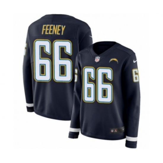 Women's Nike Los Angeles Chargers 66 Dan Feeney Limited Navy Blue Therma Long Sleeve NFL Jersey