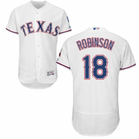 Men's Majestic Texas Rangers 18 Drew Robinson White Home Flex Base Authentic Collection MLB Jersey