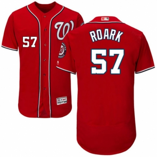 Men's Majestic Washington Nationals 57 Tanner Roark Red Alternate Flex Base Authentic Collection MLB Jersey