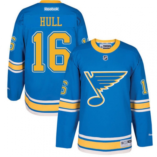 Youth Reebok St. Louis Blues 16 Brett Hull Premier Blue 2017 Winter Classic NHL Jersey