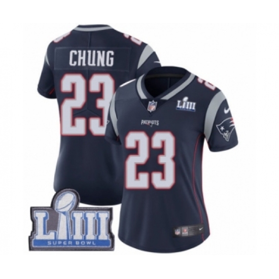 Women's Nike New England Patriots 23 Patrick Chung Navy Blue Team Color Vapor Untouchable Limited Player Super Bowl LIII Bound NFL Jersey