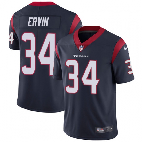 Men's Nike Houston Texans 34 Tyler Ervin Limited Navy Blue Team Color Vapor Untouchable NFL Jersey