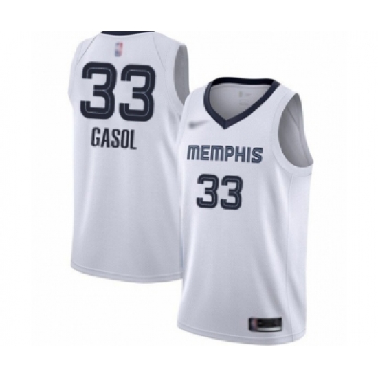 Youth Memphis Grizzlies 33 Marc Gasol Swingman White Finished Basketball Jersey - Association Edition