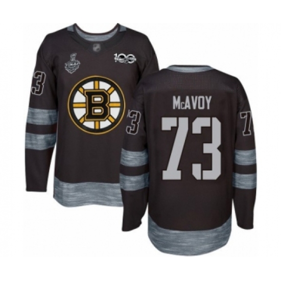 Men's Boston Bruins 73 Charlie McAvoy Authentic Black 1917-2017 100th Anniversary 2019 Stanley Cup Final Bound Hockey Jersey