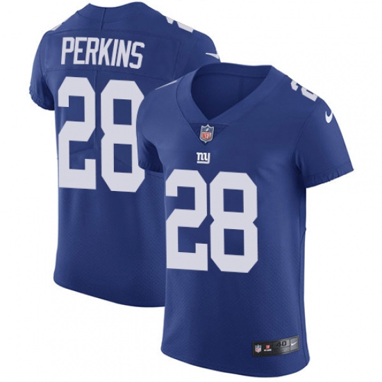 Men's Nike New York Giants 28 Paul Perkins Elite Royal Blue Team Color NFL Jersey