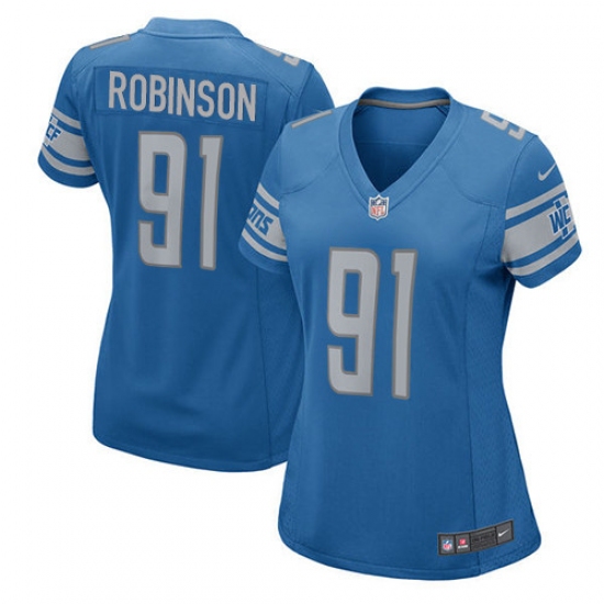 Women's Nike Detroit Lions 91 A'Shawn Robinson Game Light Blue Team Color NFL Jersey