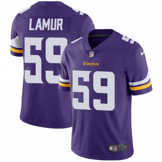 Men's Nike Minnesota Vikings 59 Emmanuel Lamur Purple Team Color Vapor Untouchable Limited Player NFL Jersey