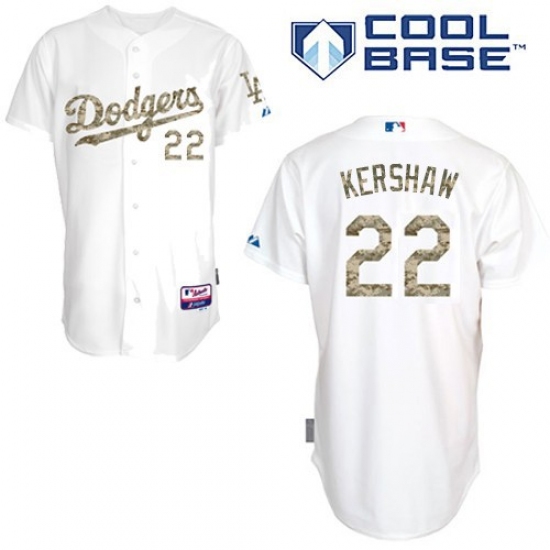 Men's Majestic Los Angeles Dodgers 22 Clayton Kershaw Replica White USMC Cool Base MLB Jersey