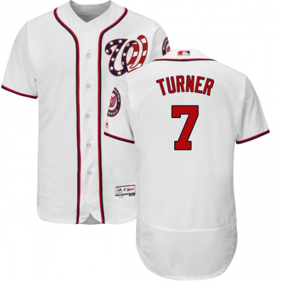 Men's Majestic Washington Nationals 7 Trea Turner White Flexbase Authentic Collection MLB Jersey